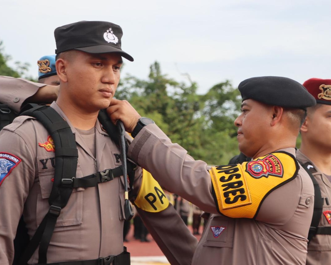 OMP-LK24, Polres Rohul Upacara Pemberangkatan Personil PAM TPS Operasi Mantap Praja Lancang Kuning 2024 Di Kabupaten Rokan Hulu