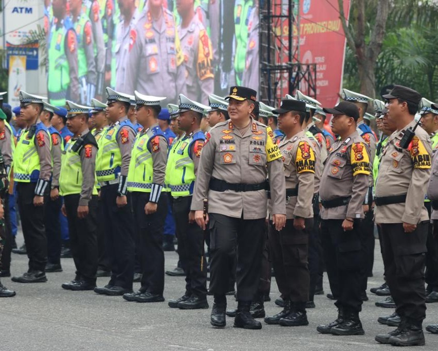 Polda Riau dan Polresta Pekanbaru Gelar Sistem Pengamanan Kota (Sispamkota) Menjelang Pemilu 2024