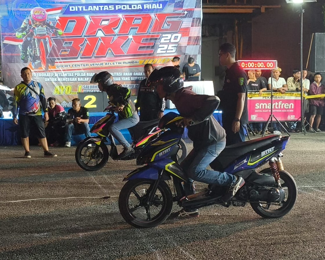 Fantastis, 270 Pembalap Ikuti Dragbike Policing Ditlantas Polda Riau Sessions VIII Di Sirkuit Sport Center Stadion Rumbai