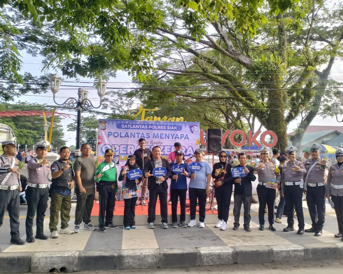 Polantas Menyapa Di CFD Perawang, Satlantas Polres Siak Ajak Masyarakat Lebih Peduli Keselamatan Berlalu Lintas