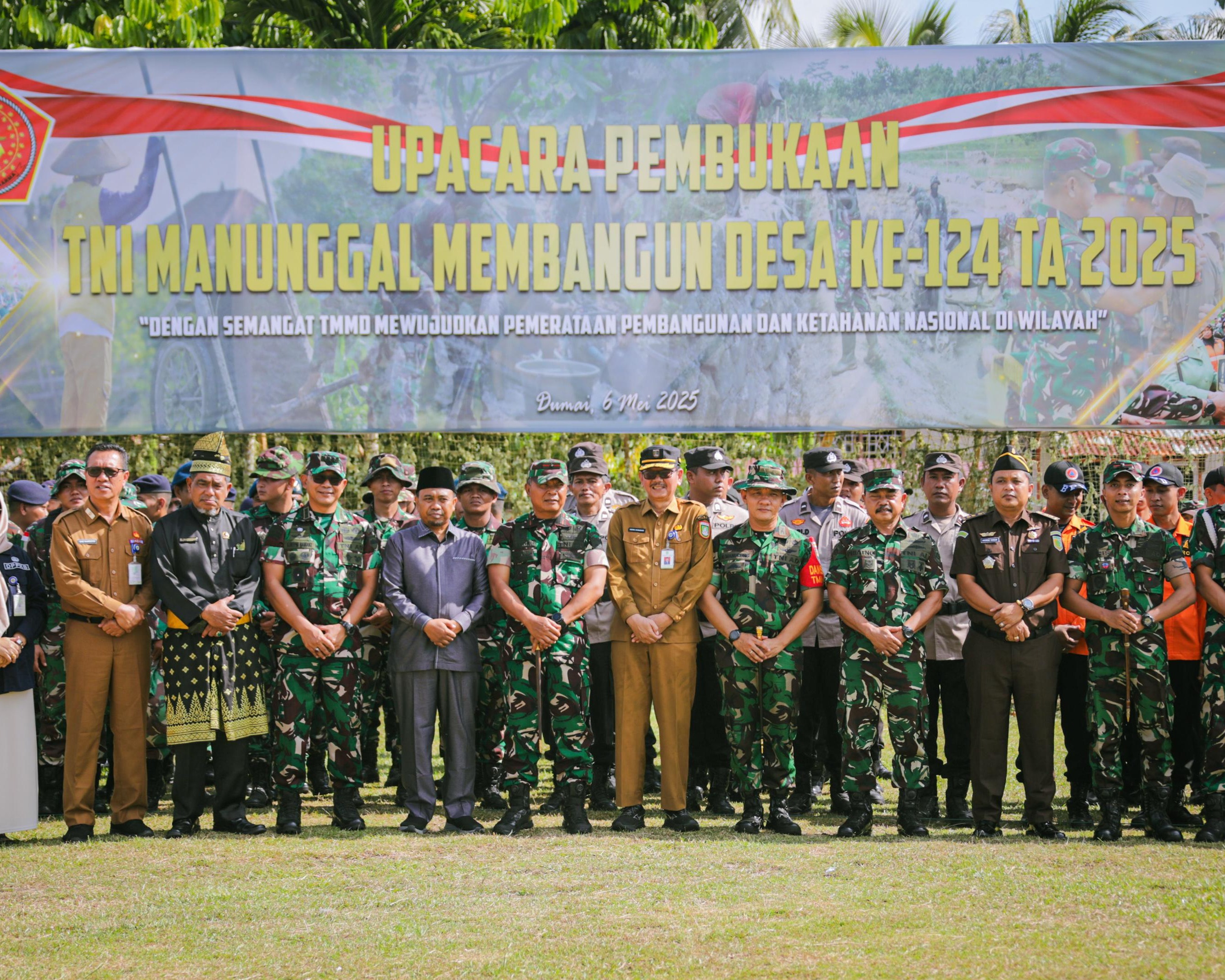 Korem 031/Wira Bima Wujudkan Pemerataan Pembangunan, TMMD Ke-124 Resmi Dibuka di Bengkalis