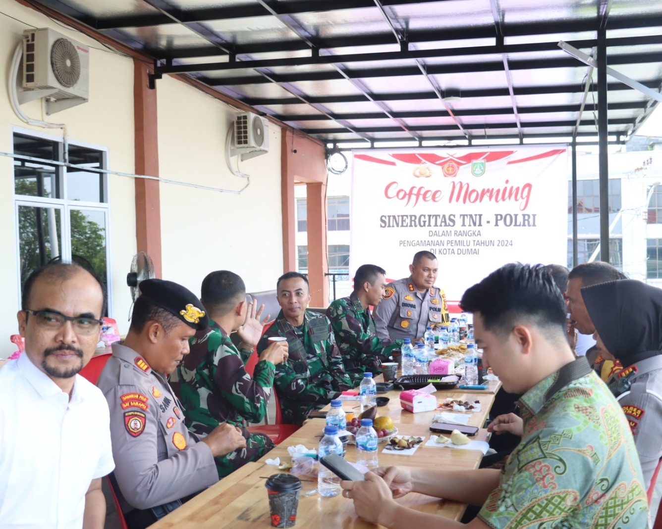 Polres Dumai Gelar Coffee Morning Sinergitas TNI-Polri Dalam Rangka Pengamanan Pemilu Tahun 2024