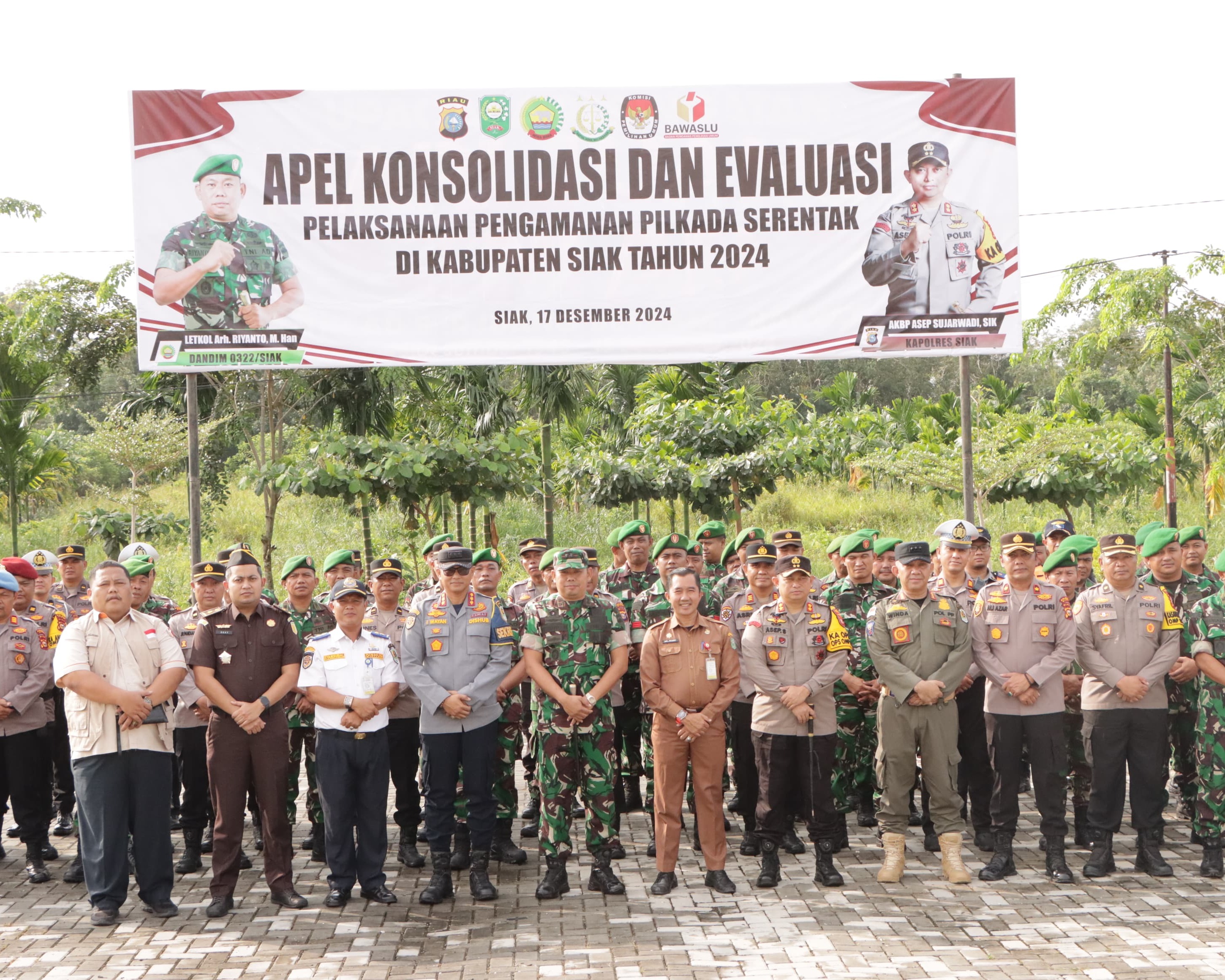 Polres Siak Bersama Kodim 0322/Siak Gelar Apel Konsolidasi dan Evaluasi Pelaksanaan Pengamanan Pilkada Serentak 2024 di Kabupaten Siak