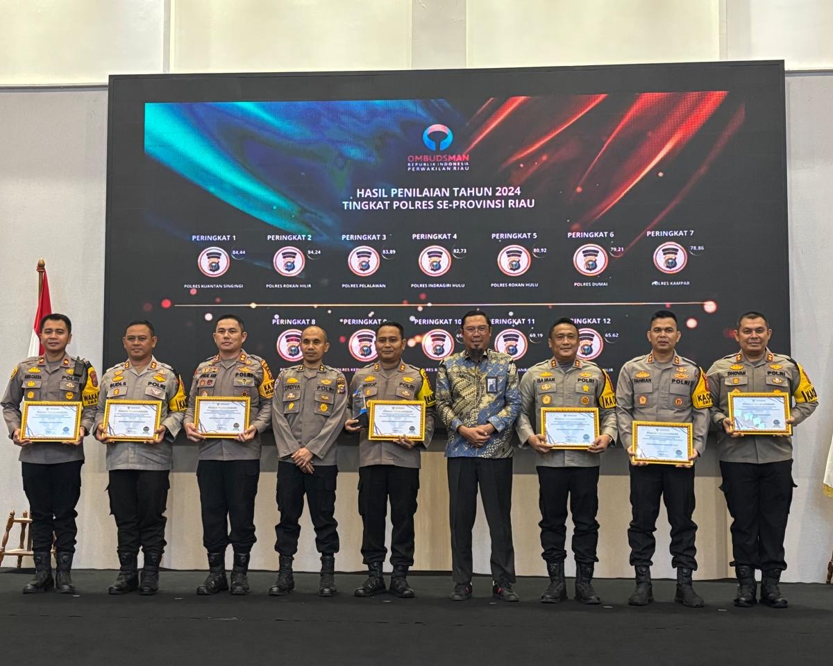 Polres Rohul Peringkat Ke 5 Dalam Penganugerahan Penilaian Kepatuhan Penyelenggaraan Pelayanan Publik Tahun 2024