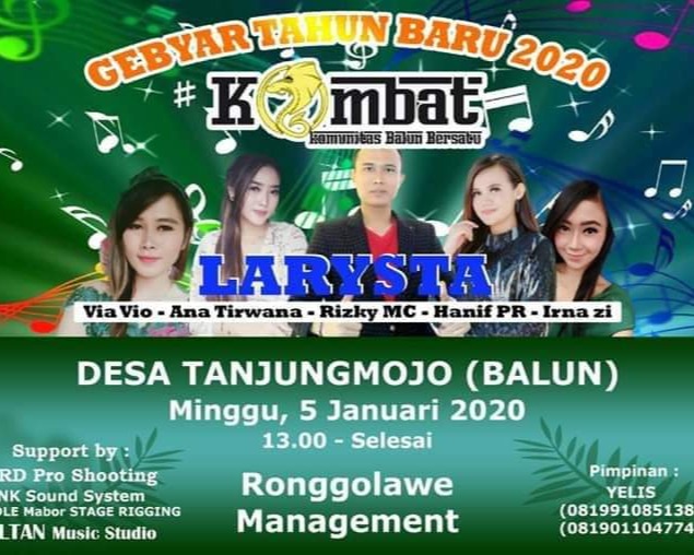 Dalam Rangka Launching Komunitas Balun Bersatu dan Gebyar Tahun Baru 2020, Suguhkan Hiburan Musik Dangdut di Desa Tanjungmojo