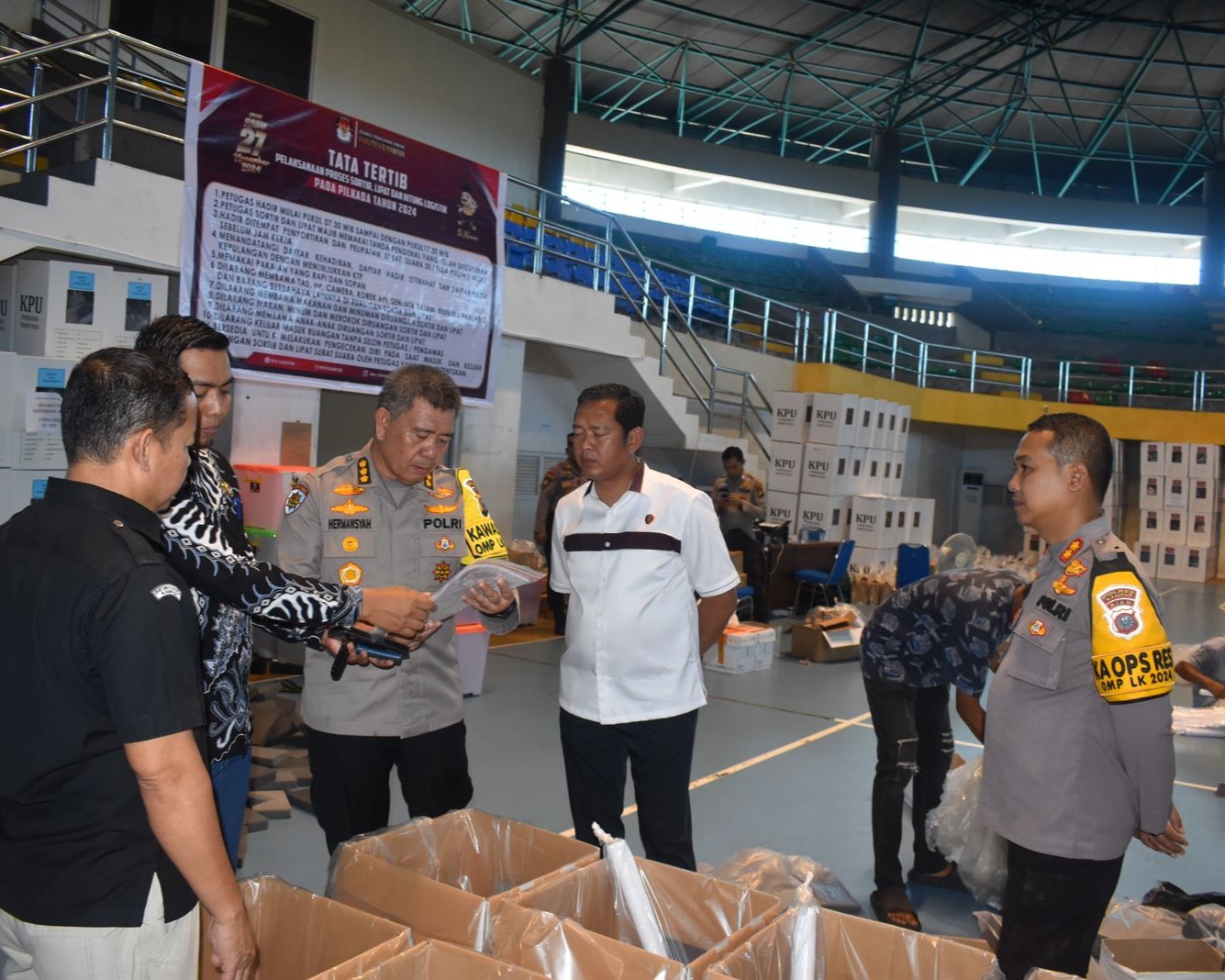 Supervisi Polda Riau Cek Logistik Pilkada Kampar di Gudang KPU