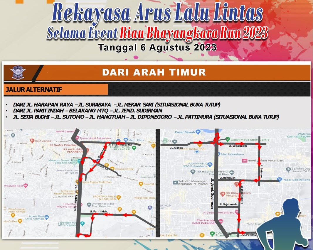 Polresta Pekanbaru Alihkan Arus Lalu Lintas Selama Pelaksanaan Event Bhayangkara Run 2023