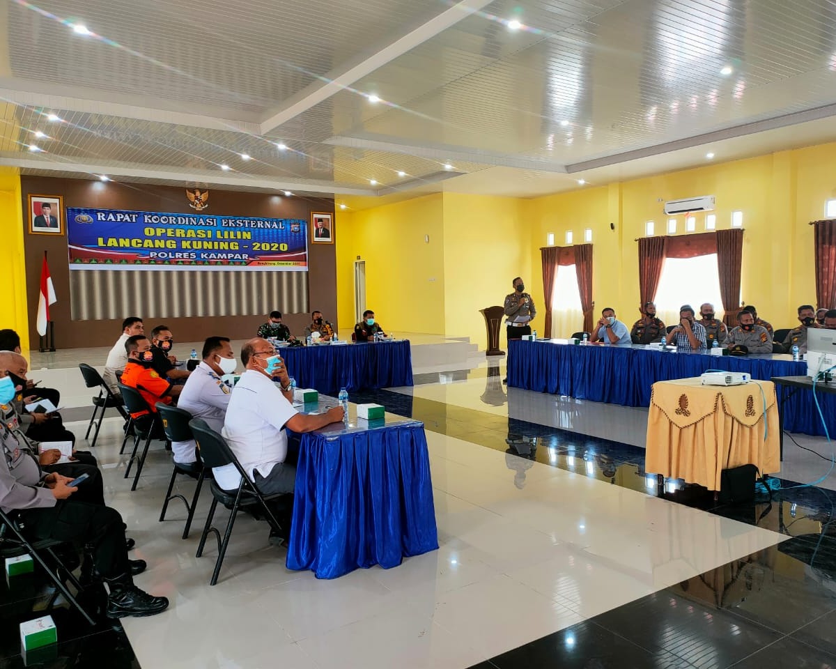 Polres Kampar Laksanakan Rakor Eksternal Kesiapan Operasi Lilin Lancang Kuning 2020