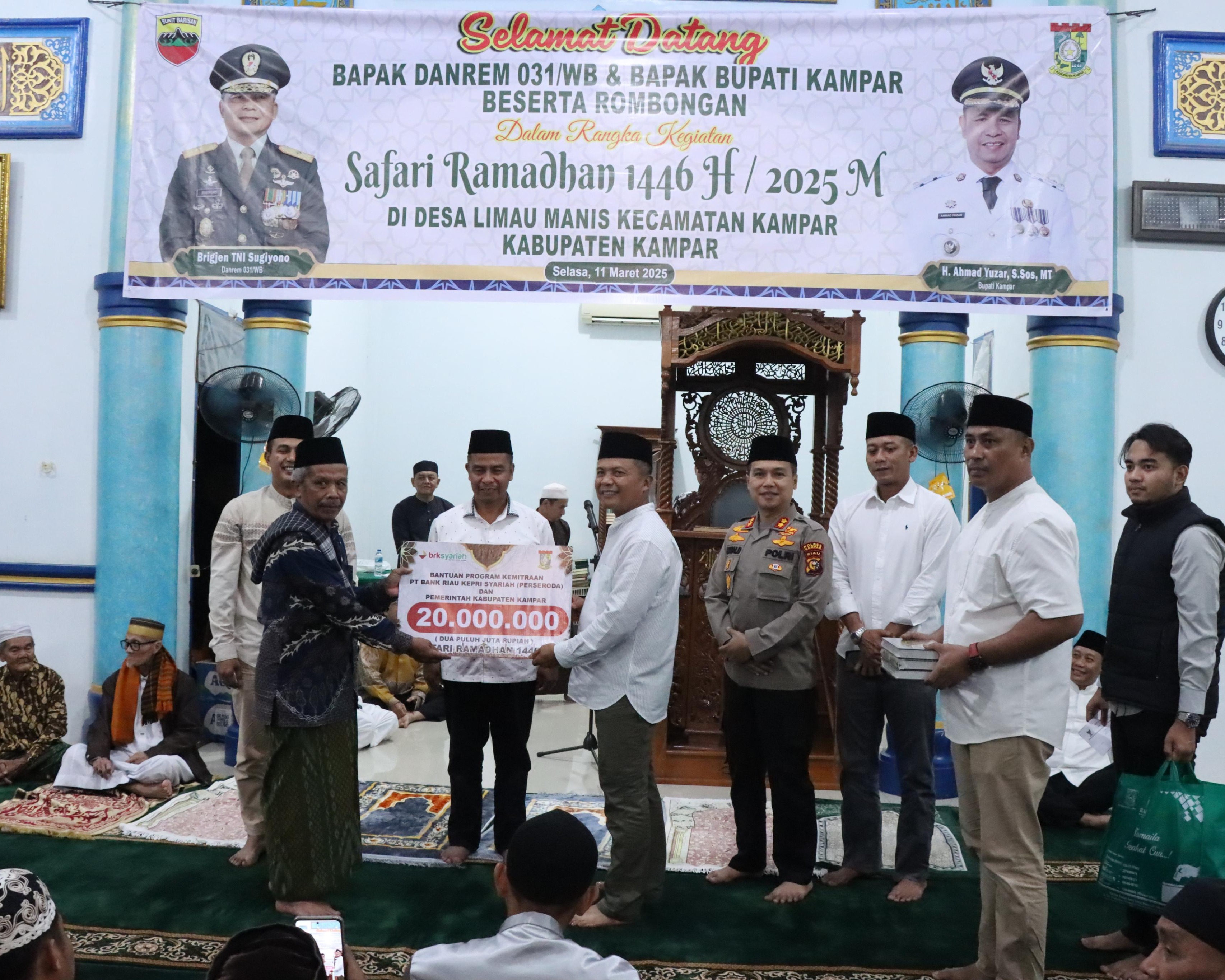 Solidaritas TNI-Polri di Bulan Ramadan, Kapolres Hadiri Safari Ramadhan Danrem 031/WB di Kabupaten Kampar