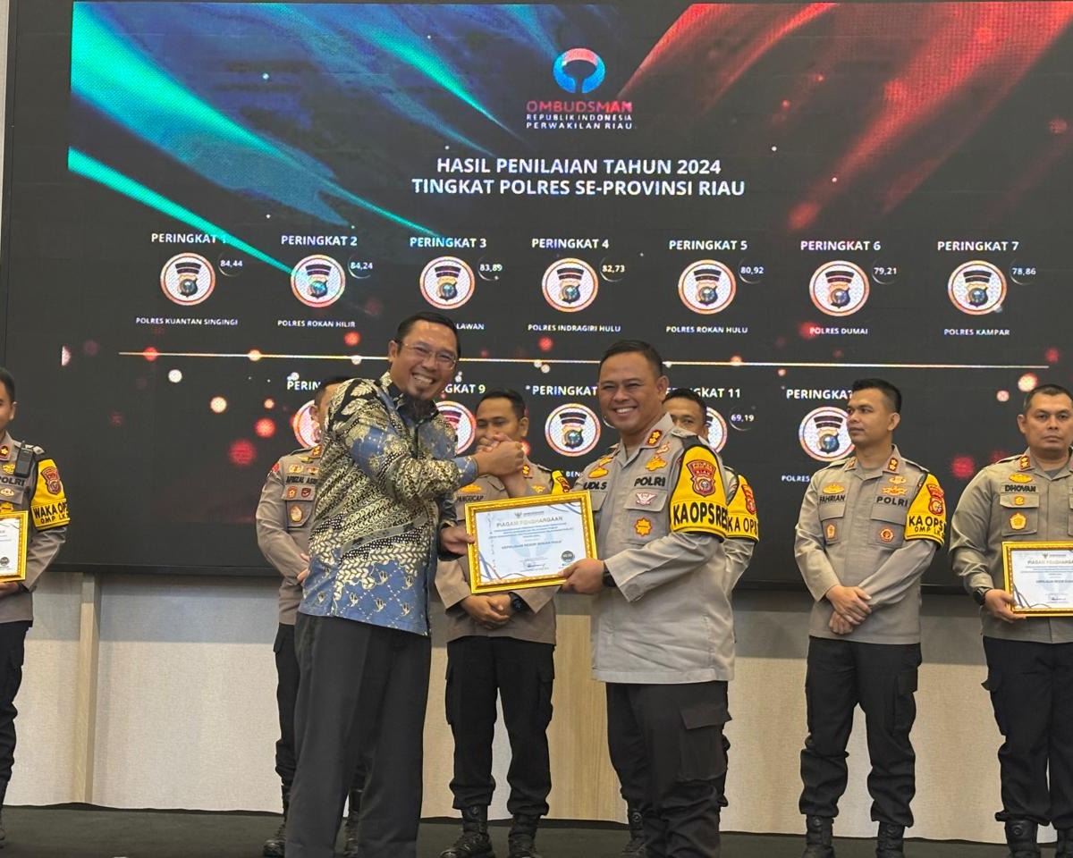 Polres Rohul Peringkat Ke 5 Dalam Penganugerahan Penilaian Kepatuhan Penyelenggaraan Pelayanan Publik Tahun 2024