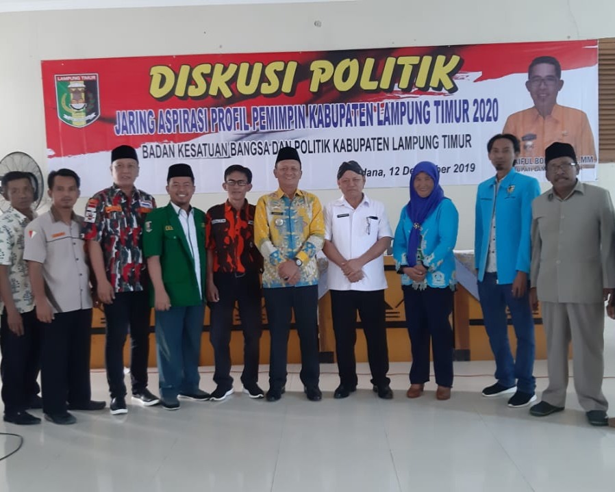 Bupati Lampung Timur Membuka Acara Diskusi Publik Politik Jaringan Aspirasi Profil Pimpinan Kabupaten Lamtim Tahun 2020