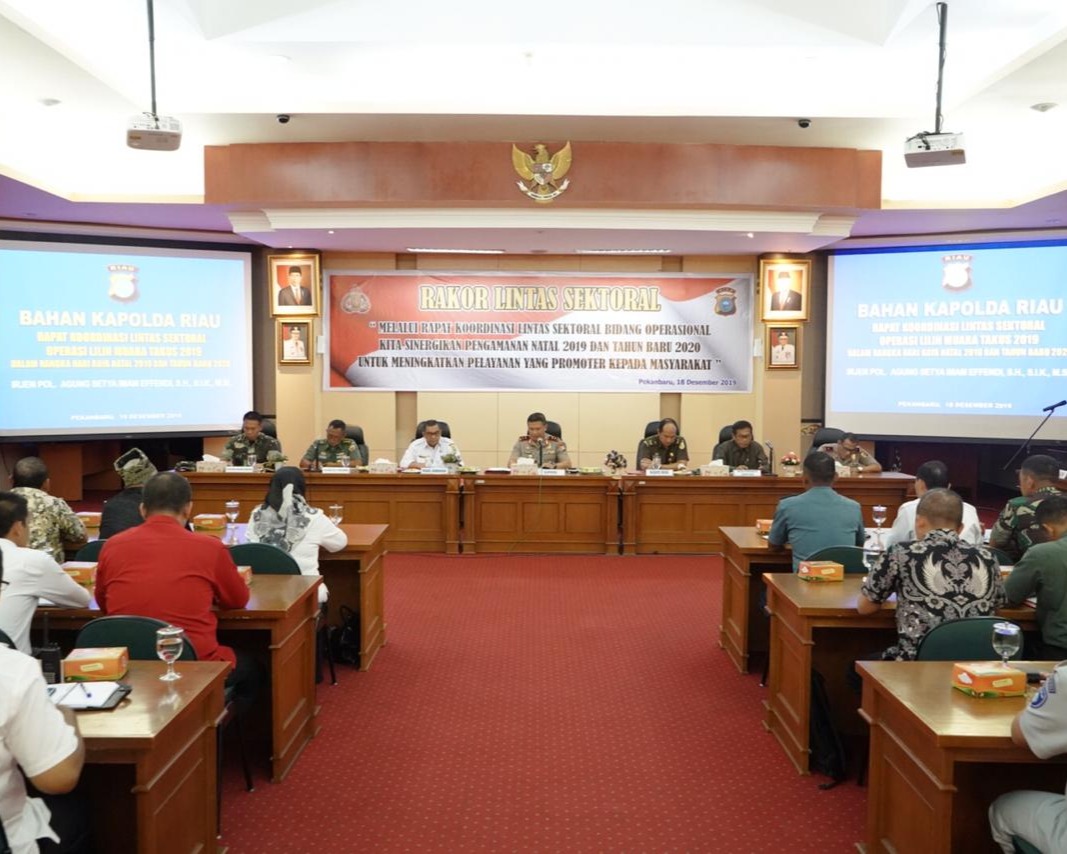 Dalam Rakor Lintas Sektoral Operasi Lilin Muara Takus 2019, Kapolda Riau: Akan Berkolaborasi Dalam Pengamanan Hari Natal 2019 dan Tahun Baru 2020