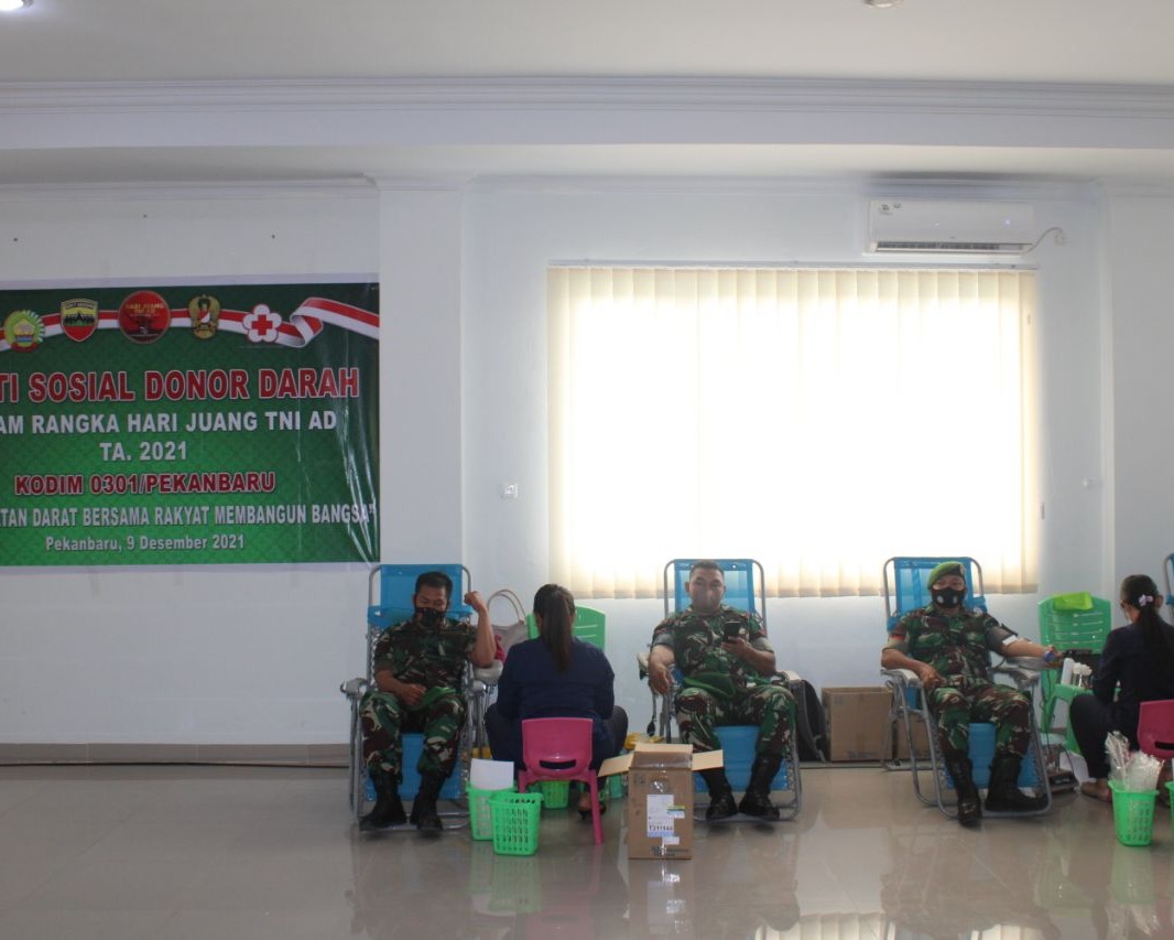 Peringati Hari Juang TNI AD Tahun 2021, Kodim 0301/PBR Laksanakan Donor Darah