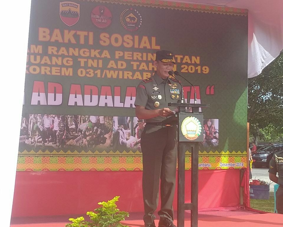 Dalam Memperingati Hari Juang TNI AD Tahun 2019 Wilayah Korem 031/WB, Dilaksanakan Kegiatan Bhakti Sosial Bersama Masyarakat