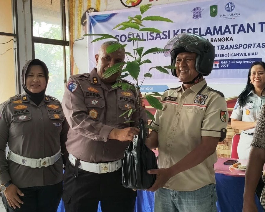 Jasa Raharja Riau Bersama Ditlantas Polda Riau Gelar Sosialisasi Keselamatan Transportasi dalam Rangka Bulan Keselamatan Transportasi 2026