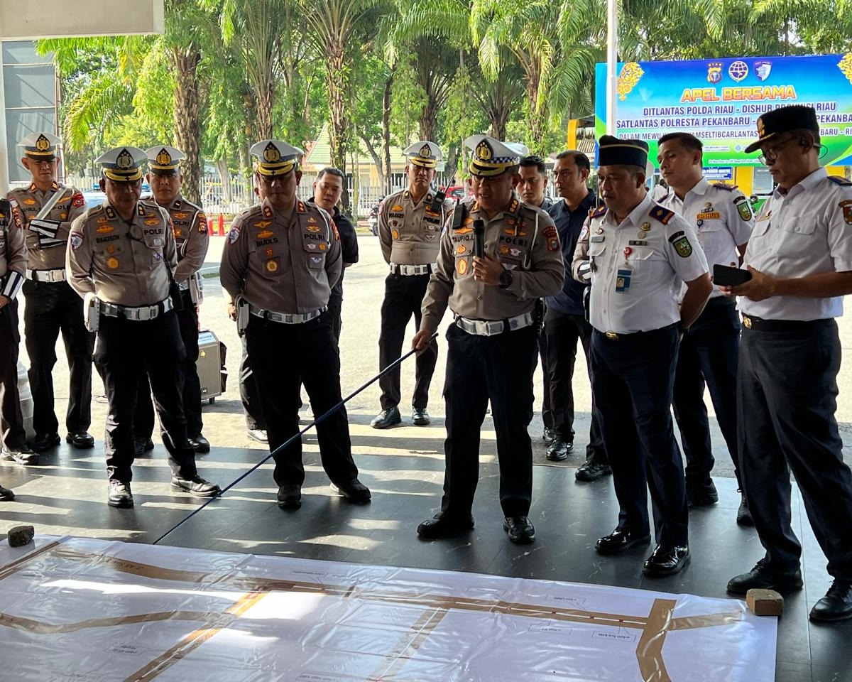 Kolaborasi Ditlantas Polda Riau Bersama Dishub, Wujudkan Kamseltibcarlantas Di Kota Pekanbaru
