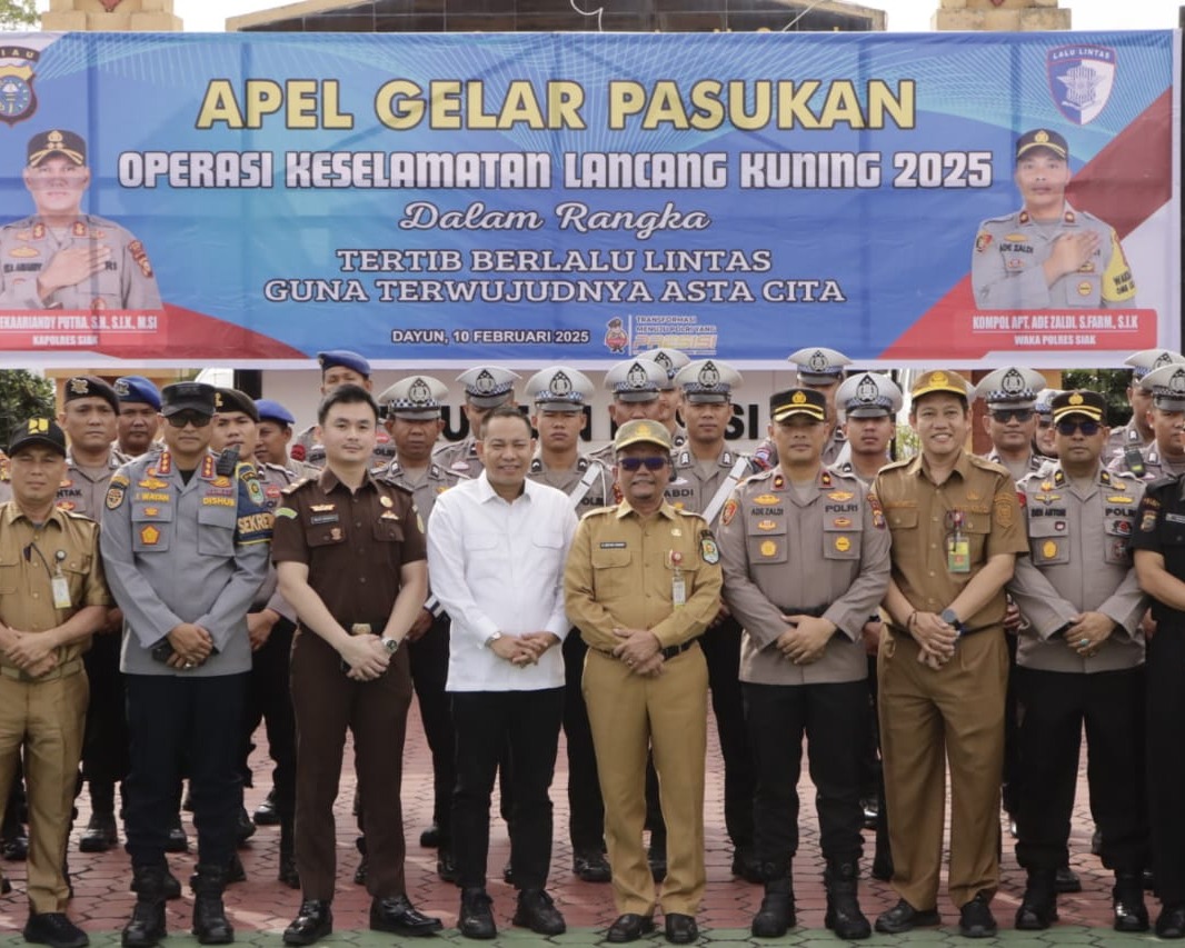 Polres Siak Laksanakan Apel Gelar Pasukan Operasi Keselamatan Lancang Kuning 2025