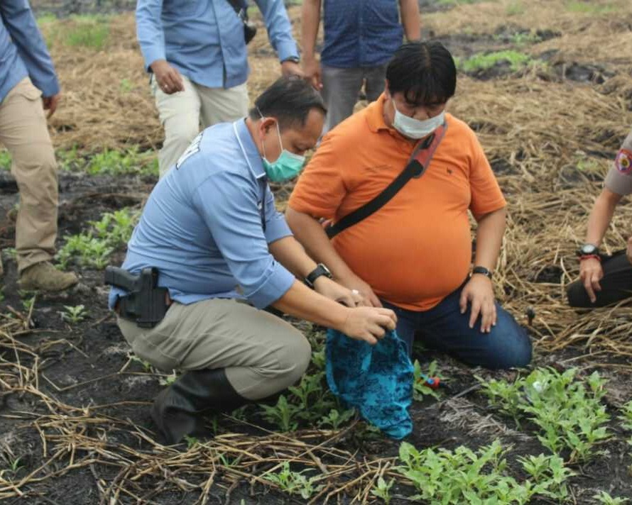 Polda Kalteng Ambil Sampel Lahan Terbakar yang Dikuasai PT  Palmindo Gemilang Kencana