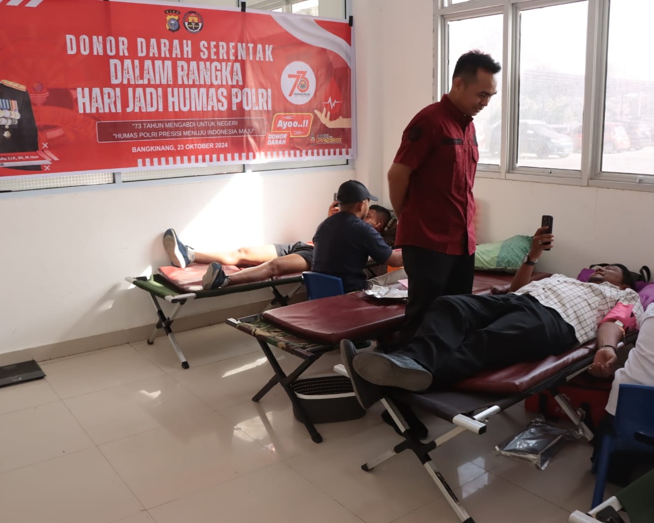 Polres Kampar Lakukan Bansos Donor Darah Dalam Rangka Hari Jadi Humas Polri Ke-73