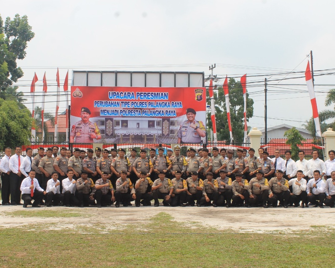 Kapolda Kalteng Pimpin Upacara Peresmian Tipologi Polres Menjadi Polresta Palangka Raya